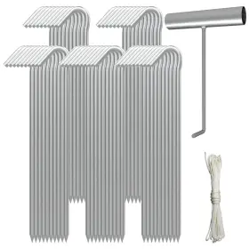 Aagut 760941751408 Tent Stakes Heavy Duty Metal 9 Inch 50 Pack Rust-resistant Galvanized