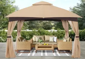 Abccanopy 840109943668 8x8 Outdoor Gazebo - Patio With Mosquito Netting Beige