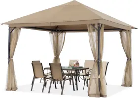 9usaz0124a24tp64kkfz Abccanopy Outdoor Patio Gazebo 11x11 - Single Roof Canopy With Khaki