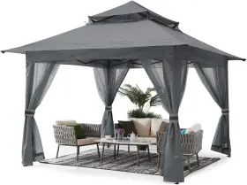 9usvc0224a22tp01gyc7 Abccanopy Pop Up Gazebo 13x13 - Outdoor Canopy Tent With Mosquito Gray
