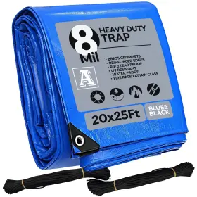 Amart 016027933184 20ftx25ft Heavy Duty Waterproof Tarp - Multi-purpose Blue Tarpaulin With 4 Grom