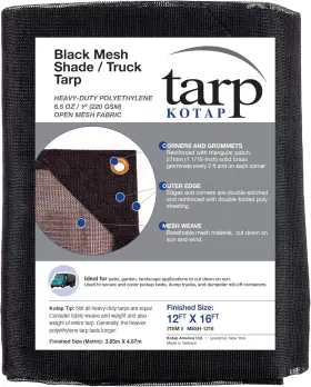 Mesh-1216 America Ltd. 12-ft X 16-ft Heavy-duty 6.5 Oz Black Mesh Shade/truck Tarp Item