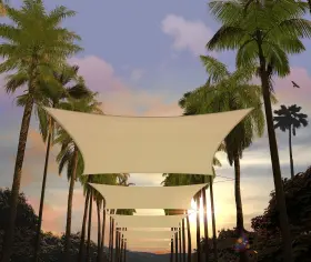 Agsl1020 Amgo 10ft X 20ft Light Beige Rectangle Square Sun Shade Sail Canopy Awning Fabr