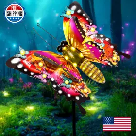 Angmln B0crp1csy9 Solar Garden Light Outdoor Butterfly Decor Large 41 Inch Metal Decorative Lawn