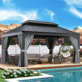 G30006 Aoxun 12ft X 16ft Permanent Hardtop Gazebo Aluminum 12&apos 16&apos Gray