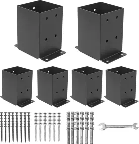 Aaa29g Axwhys 4 Post Base 6 Pcs Inner Size 3.6 Inch X3.6 Deck 4x4 Black