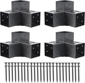 Pr03686 Axwhys 4x4 Pergola Brackets Actual 3.6 Inch X3.6 3 Way Right Angle Black
