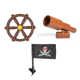 Barcaloo 840013437734 Playground Accessories For Kids Outdoor Playset With Pirate Ship Playhouse Wheel