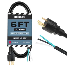 Barcaloo Bcl-pg-mnky8s-g12 Iron Forge Cable Nema L5-20p 6 Ft 20a Twist Lock Extension Cord 12 Awg Sjtw