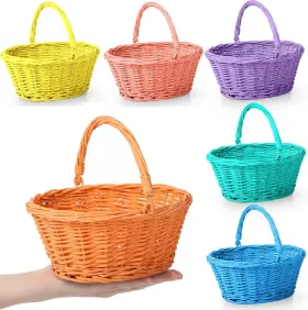 B0cm6dvmhm Barydat 6 Small Wicker Picnic Baskets With Handle Flower Girl Oval
