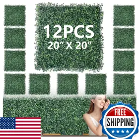 Baudliglin B0dglzksjf 12pcs 20x20 Grass Wall Panels Greenery Backdrop Artificial Boxwo