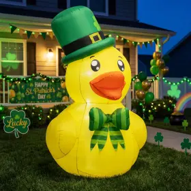 Bbioc B0fsz7n4fg 5ft St. Patricks Day Inflatable Duck Blow Up With Shamrock Hat And Bow O
