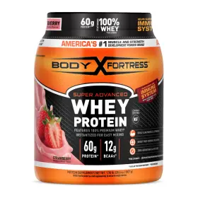 Body Fortress 840266324591 Super Advanced Whey Protein Powder Strawberry Immune Support 1