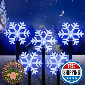 B0ffb64l2n Brightdeck Snowflake Solar Christmas Lights Outdoor 5-pack Led Waterproof