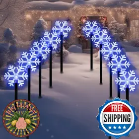 B0ffb7mszb Brightdeck 10-pack Snowflake Solar Christmas Led Lights Outdoor Waterproof