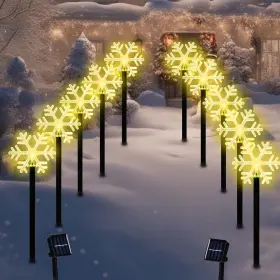 B0ffb8k18t Brightdeck 10-pack Led Snowflake Solar Christmas Outdoor Pathway Lights