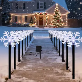 B0ffb996ty Brightdeck 20-pk Snowflake Solar Led Christmas Pathway Lights Outdoor Decor