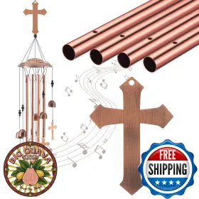 B0fdg69hk9 Briwooody Cross Wind Chimes Outdoor Garden Decor Christian Christmas Birthday Gi