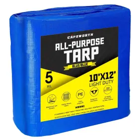 Capeworth Blue 10x12ft 5mil Tarps Tarp Cover Blanket Waterproof Uv Resistant Rip A