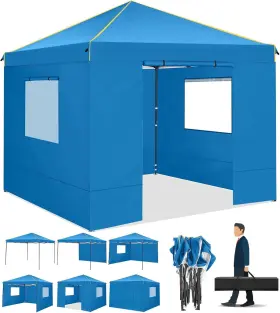 Cobizi 48 Bl Alishebuy 10x10 Pop Up Canopy Tent With 4 Removable Sidewalls 2.0 Blue