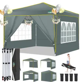 47gr Cobizi 0703 Us 10x10 Pop Up Canopy With 4 10x10ft Sidewalls Gray