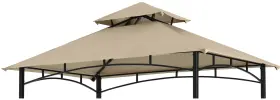 Cooshade 714477693350 Grill Gazebo Replacement Canopy Roof Outdoor Double Tiered Beige
