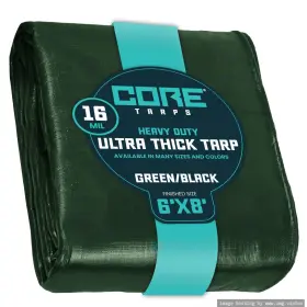 Ct-303-6x8 Core Tarps Extra Heavy Duty 16 Mil Tarp Cover Waterproof Uv Resistant Rip
