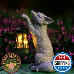 B0fbx24y9r Cxyczsbj Fox Statue For Garden Decor With Solar Power Light Outdoor Pa