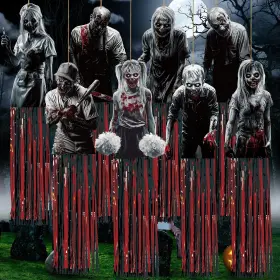 B0fg2s3m3l Doublefill 8 Pcs Horror Halloween Zombie Outdoor Hanging Decorations With Tassel