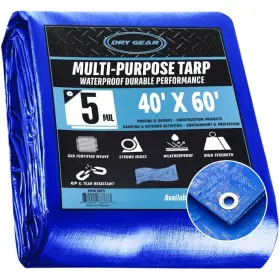 Dry Gear 713152253117 Tarps 40x60 Blue Tarp Waterproof 5 Mil Thick Tarpaulin Outdoor Cover - M