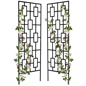 Duraaamo Joo-duraaamo-0906 2 Pcs Tall Garden Trellises 78 X 23 Inch Black Modern Metal Plant Tr