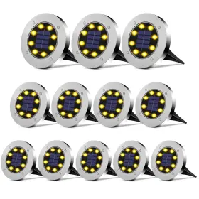 B0c4fx9r3m Duudo 12-pack Solar Garden Lights Outdoor Waterproof Pathway Disk 8 Led