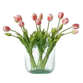 Duyone Fat003-coral 15pcs Artificial Tulips Flowers Latex Bouquet Fake For Office