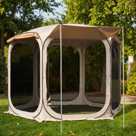 Esshch10-2 East Oak 10 Ft Pop Up Canopy Tent With Mesh Walls Beige