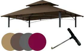 Easylee 306996307582 8 X 5 Grill Bbq Gazebo Double Tiered Replacement Canopy Roof Outdoor Brown
