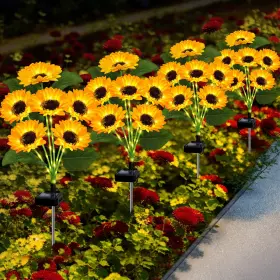 Edof B0d5tz3g7q 4-pack Solar Sunflower Lights Outdoor Garden Decor - 24 Led Flowers Waterproof