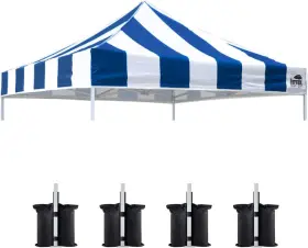 Eurmax 770642535641 Usa New 10x10 Pop Up Canopy Replacement Tent Top Stripe Blue