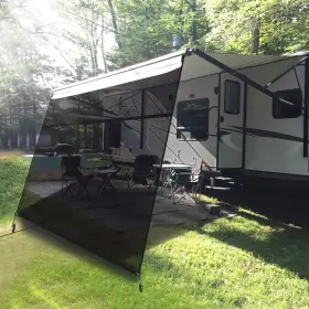 Excelfu Ras097790 Rv Awning Sun Shade Screen With Zipper 9ft X 14ft Fit For 15ft Awn Inch