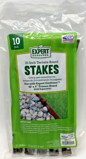 Eg10-501-002-02 Expert Gardner 10 Inch Terrace Board Stakes Pack Brown Made In Usa