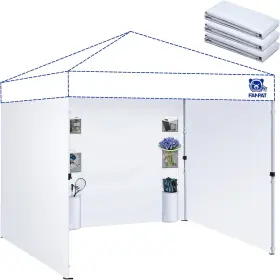Z30pros Fanpat Instant Canopy Tent Sidewalls With 6 Pockets For 10x10 Ft 3 White