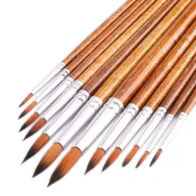 Fenorkey 824918844767 Artist Watercolor Paint Brushes Round Pointed Tip Set 12pcs D