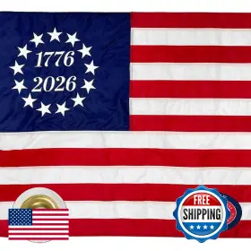 Flagsource B0fxzjpqdh Betsy Ross 250th Anniversary Flag 3x5 Ft - Embroidered Sewn Usa Mad