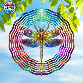 B0dslc9rkt Flagwix Dragonfly 3d Stainless Steel Metal Wind Spinner 12 In Garden Decor Gift