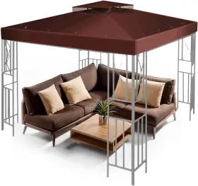 Flexzion Top Crv 8f Dtp Brn Gazebo Cover Replacement Canopy 8x8 Ft 2.4m X - Brown
