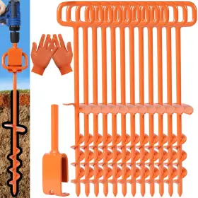 Fulsuces55 Fulsuces 219624138965 16in Tent Stakes Ground Anchors Screw In With 1pcs Heavy Duty A