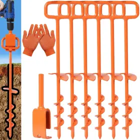 Fulsuces55 Fulsuces 219624138972 16in Tent Stakes Ground Anchors Screw In With 1pcs Heavy Duty A