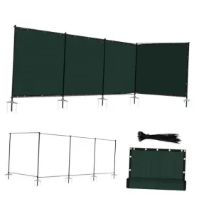Gdfemf22e0624ge Gardendecors Depot Inc Privacy Fence Set With Poles And Rails Ground Spikes Kit 6fthx24ftl Green