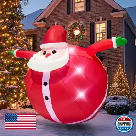 Gardwin B0fp25z91b Christmas Inflatable 9ft Wide Santa Claus Outdoor Decoration With Built-in Led L