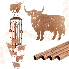 B0ff3d8m67 Gdnsfit Highland Cow Wind Chimes For Outside Metal Windchimes Garden Decor