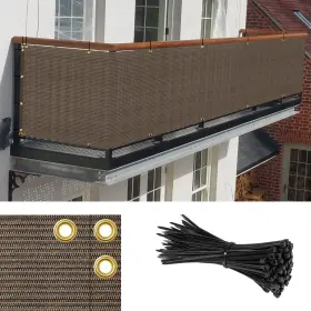 Wqifns16e0350bw Goleray 3ftx50ft Brown Balcony Privacy Screen Fence Outdoor Patio Mesh Shade Net Cover